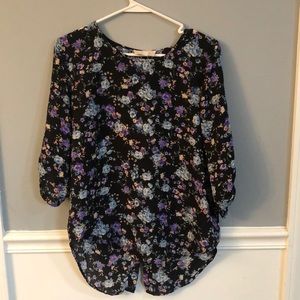 Black floral blouse